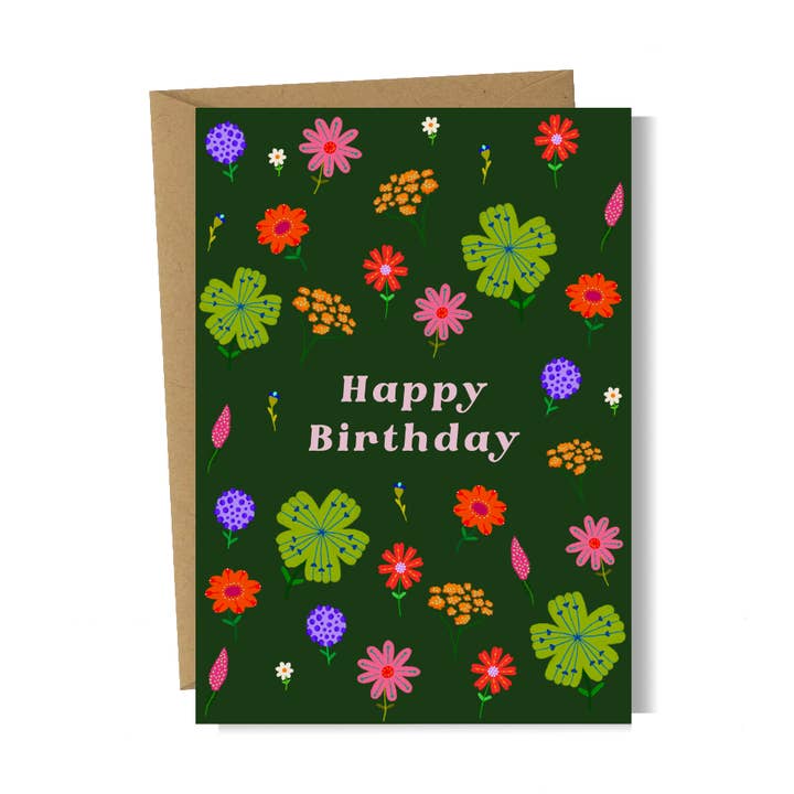 Birthday Card - Floral Pattern for wholesale by Emily Palmer Illustration