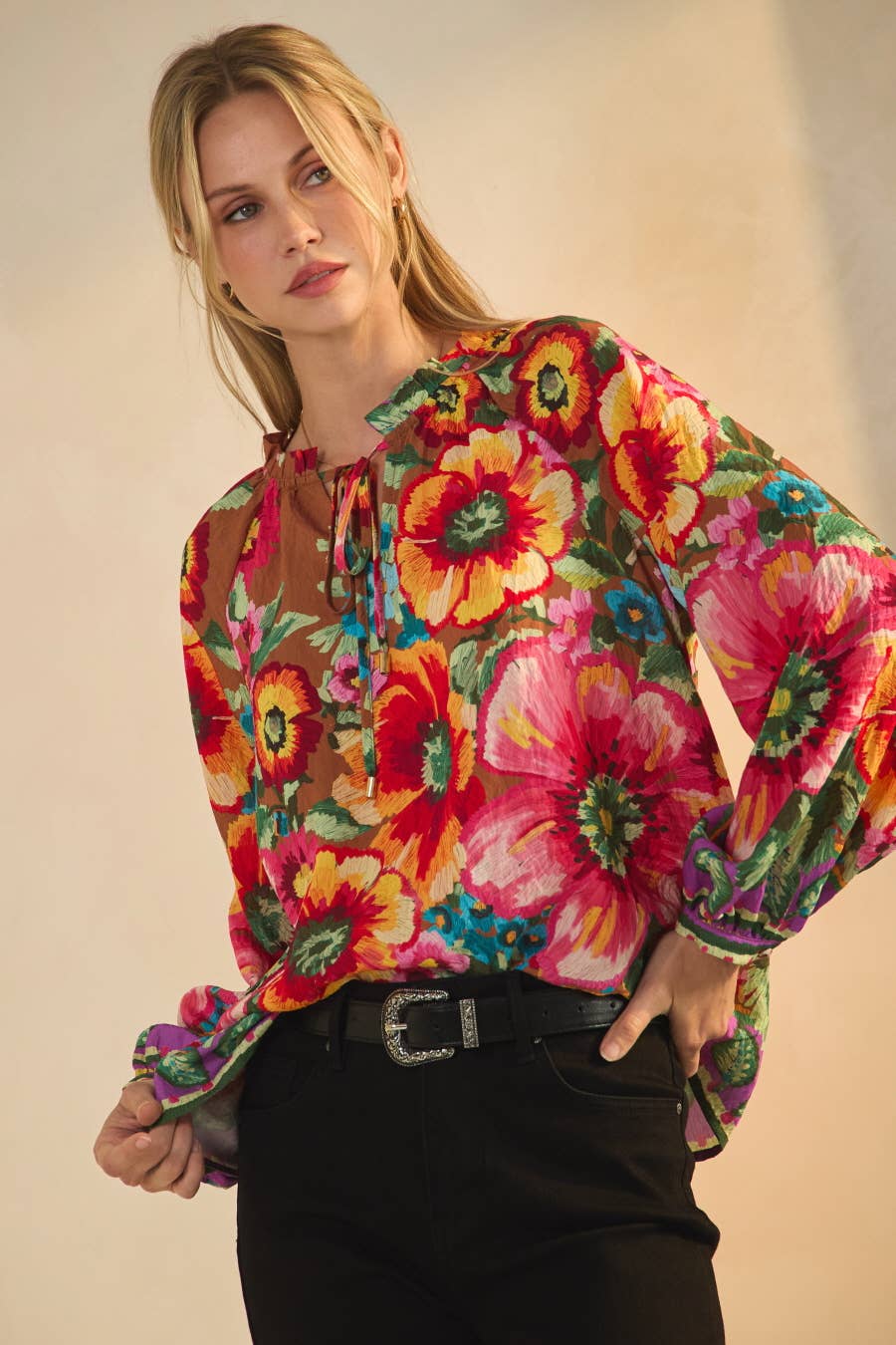 Oddi - Wholesale Blouse - Women's - Floral Border Printed Blouse6