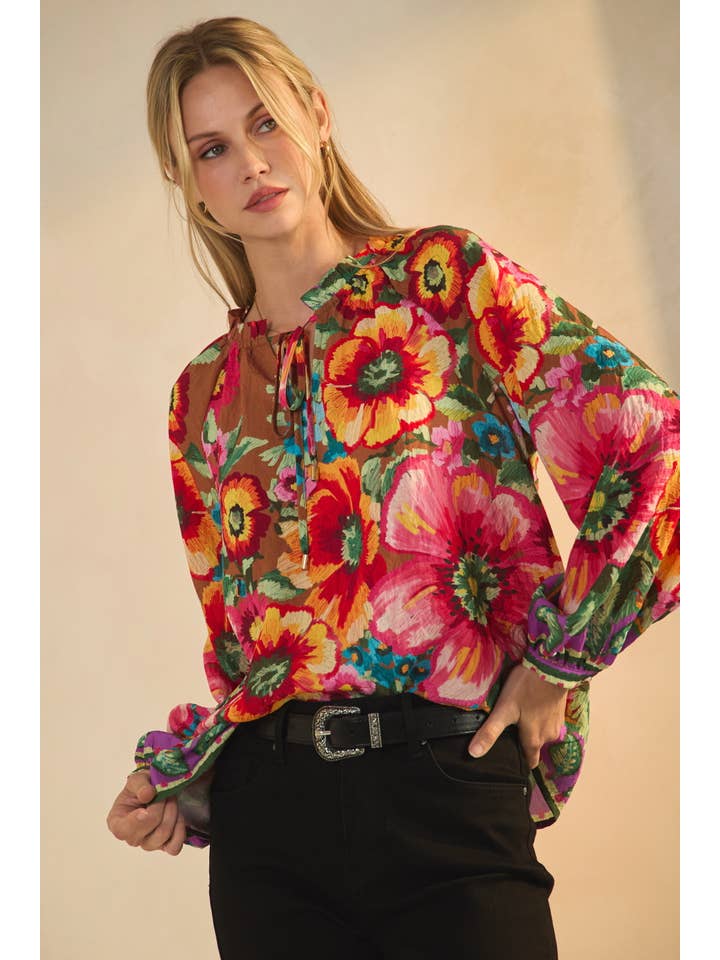 Oddi - Wholesale Blouse - Women's - Floral Border Printed Blouse6