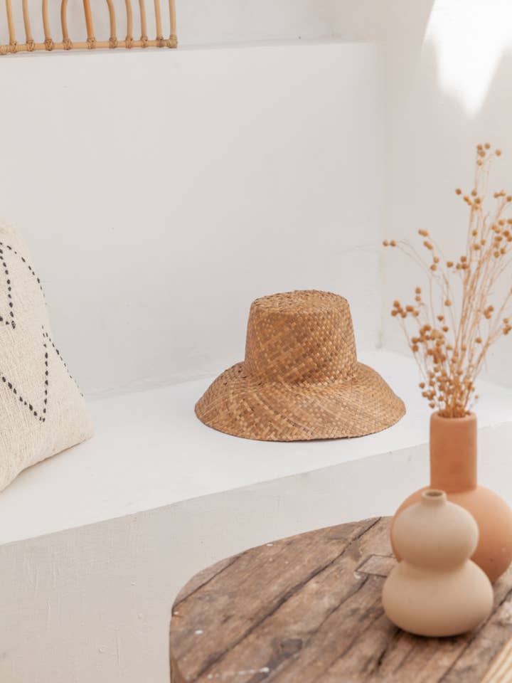 Woven Bucket Hat in Amber for wholesale by Village Thrive