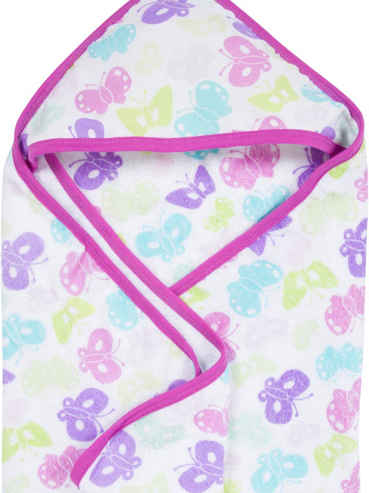 Butterflies Hooded Towel for wholesale by Miracle Blanket- The #1 Pediatrician-recommended Swaddle