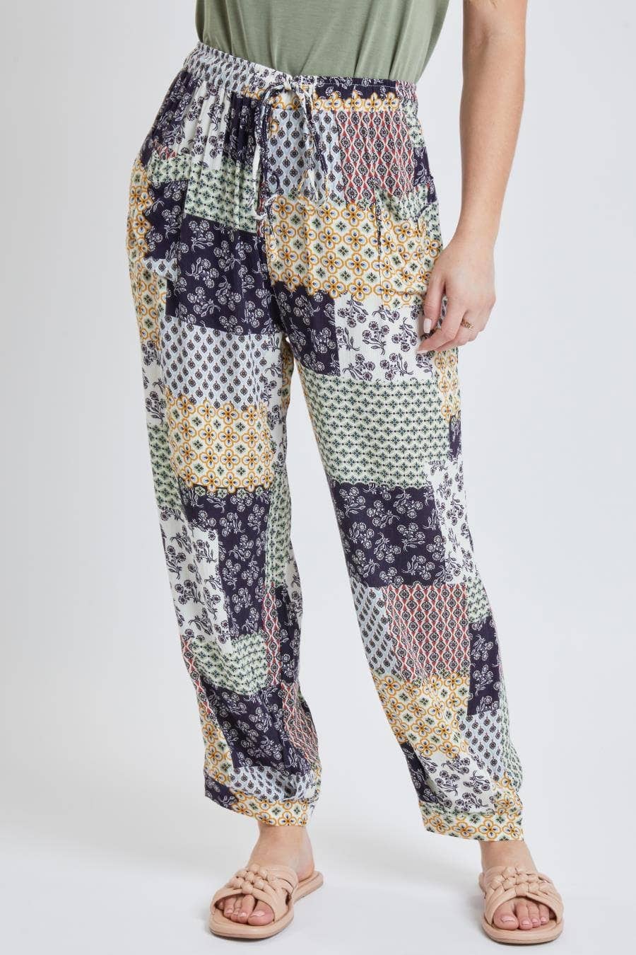 YMI - Wholesale Pants - Women's - Drawstring Wide Jogger Pant With Pleated Hem-WF1209CG6