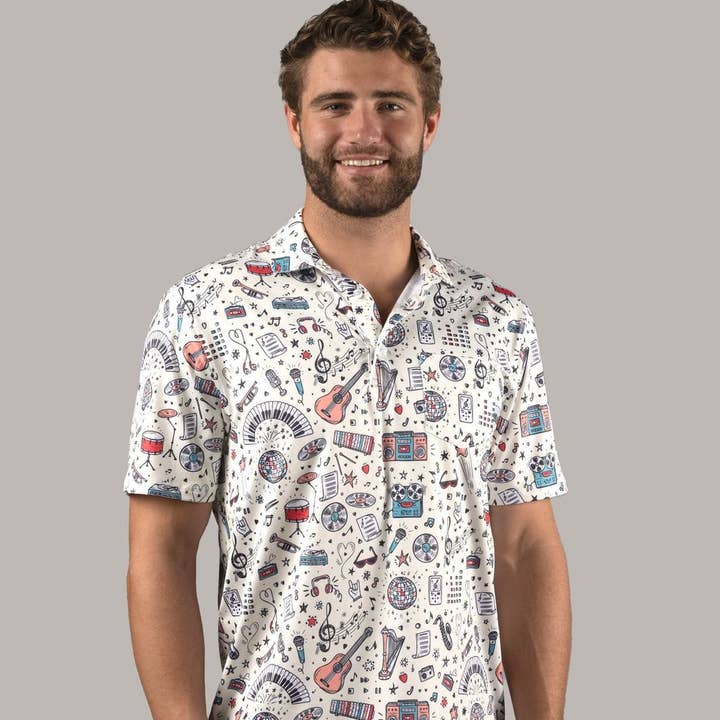 Music Notes and Instruments Polo Shirt for wholesale by American Heritage