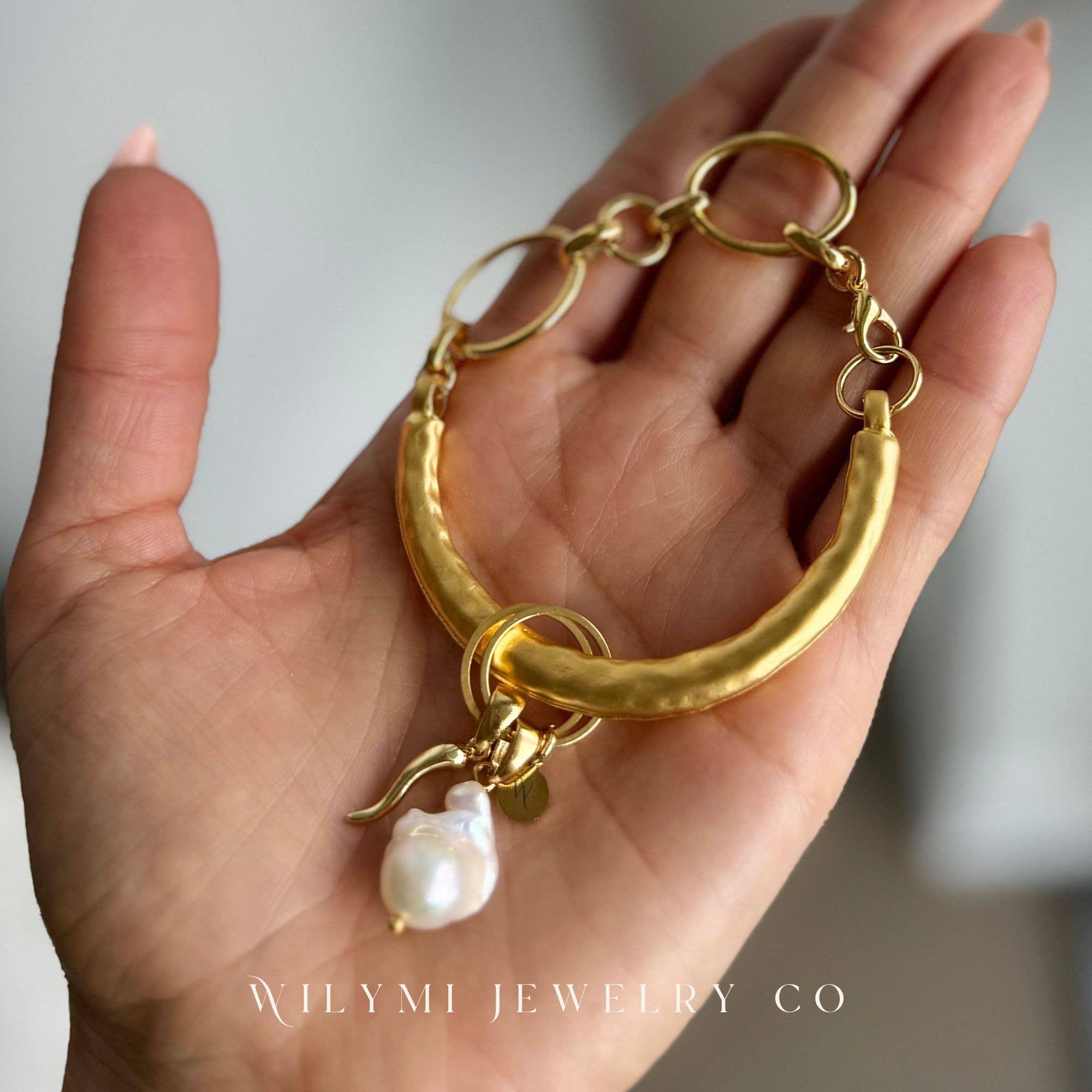 WILYMI Jewelry Co - Wholesale Charm/Dangle Bracelet - Multi-Use Pearl + Cornicello Charm Bracelet | Gold Filled1