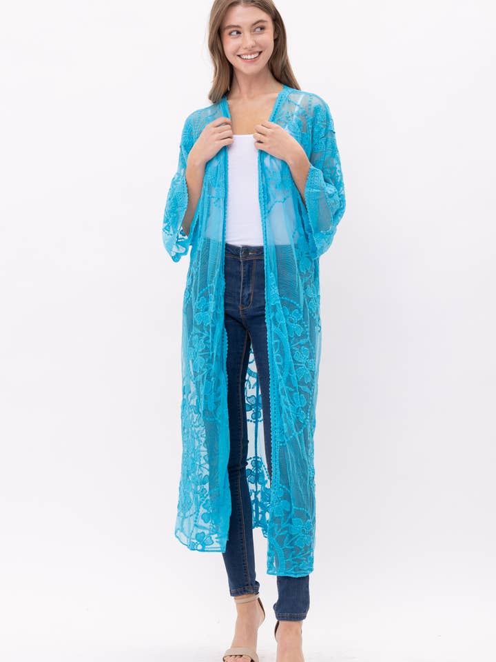 Kait Blonder Ocean Blå Kimono for engroshandel hos Raj Trading & Imports (USA) Inc.