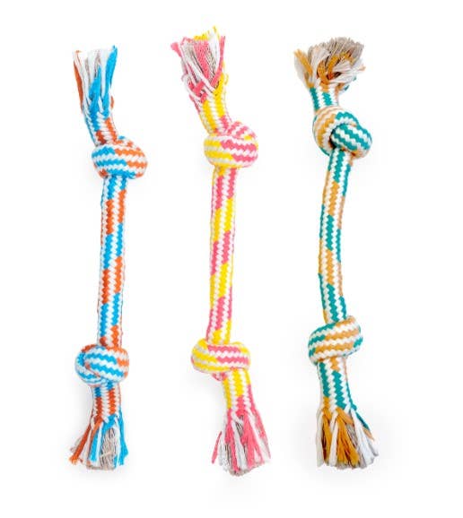 Pet Palette Distribution - Wholesale Pet Rope Toy - Dog - ThoozyPet 2-Knot Rope Dog Toy Yellow / Pink 8.5"1