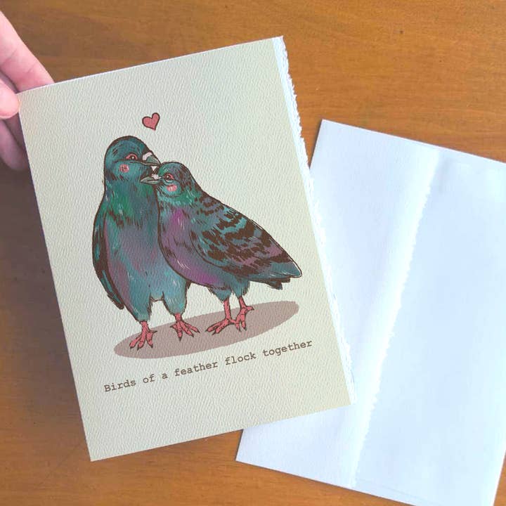 Pombo "Os pássaros da mesma pena voam juntos..." Cartão Ilustrativo por atacado de To Draw Attention