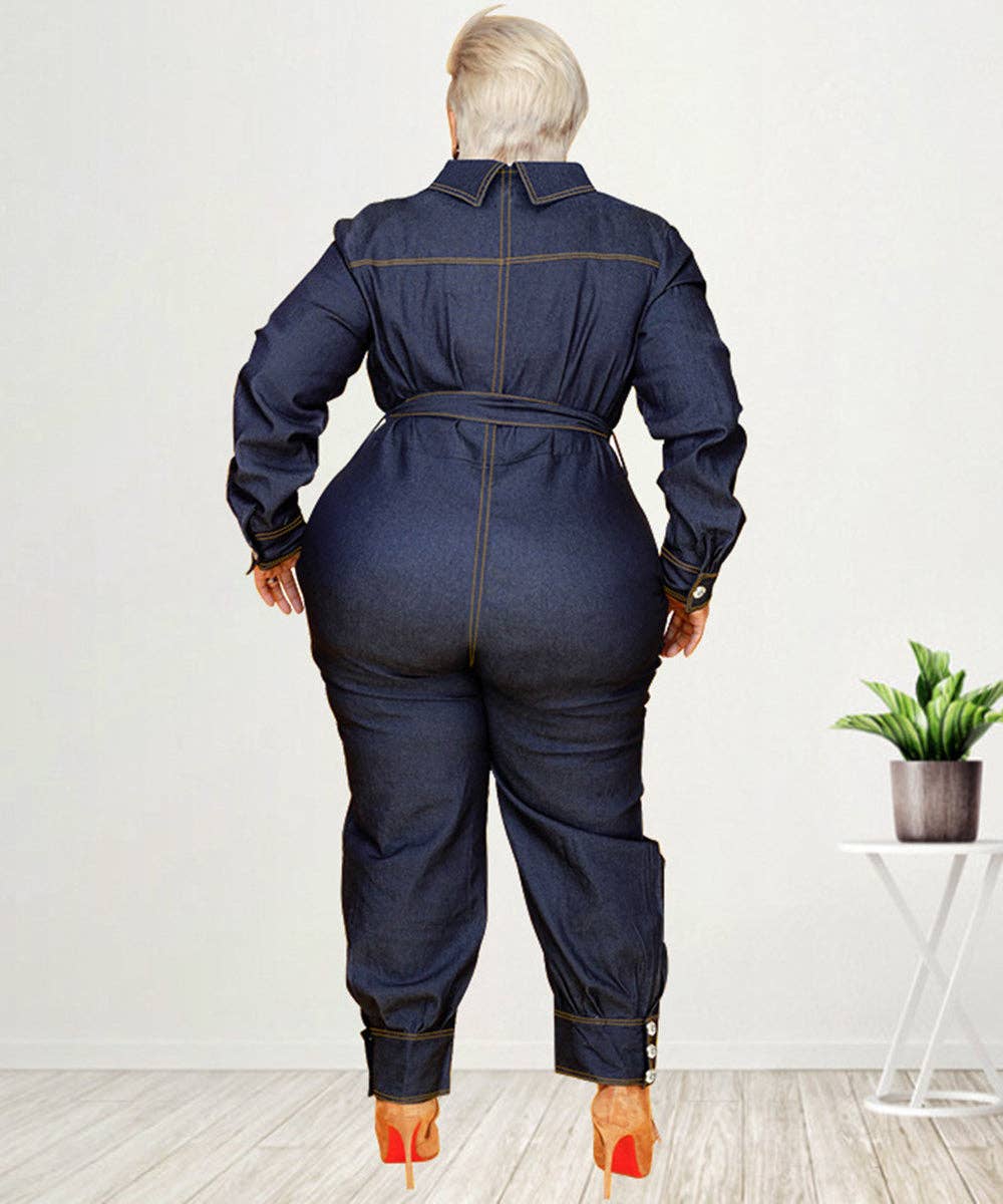 Aria Romance - Vente Combinaison – femme - Combinaison en jean décontractée à col en V1