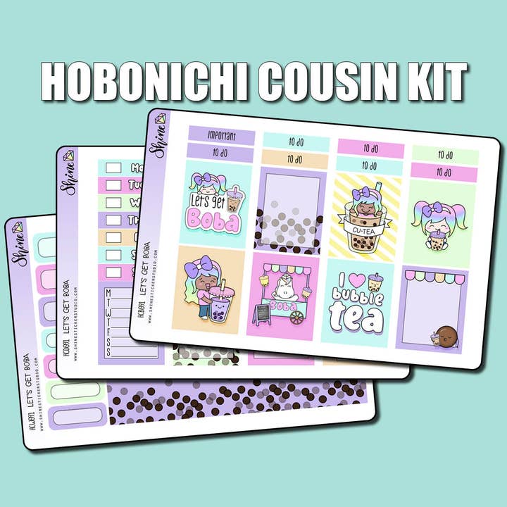 Lad os få Boba Hobonichi Cousin Sticker Kit for engroshandel hos Shine Sticker Studio