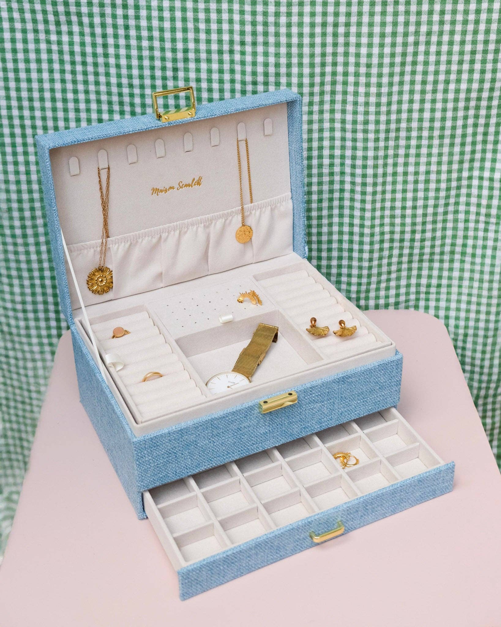 Maison Scarlett – wholesale Jewellery box/organiser – Denise linen jewelry box3