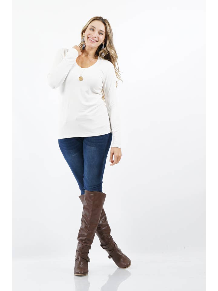 42POPS - Wholesale T-Shirt - Women's - ",.Plus Microfiber Long Sleeve V Neck Tee38