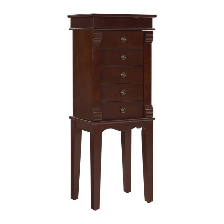 39F Inc. - Vente Boîte/rangement à bijoux - Armoire à bijoux 5 tiroirs avec portes battantes et miroir rabattable