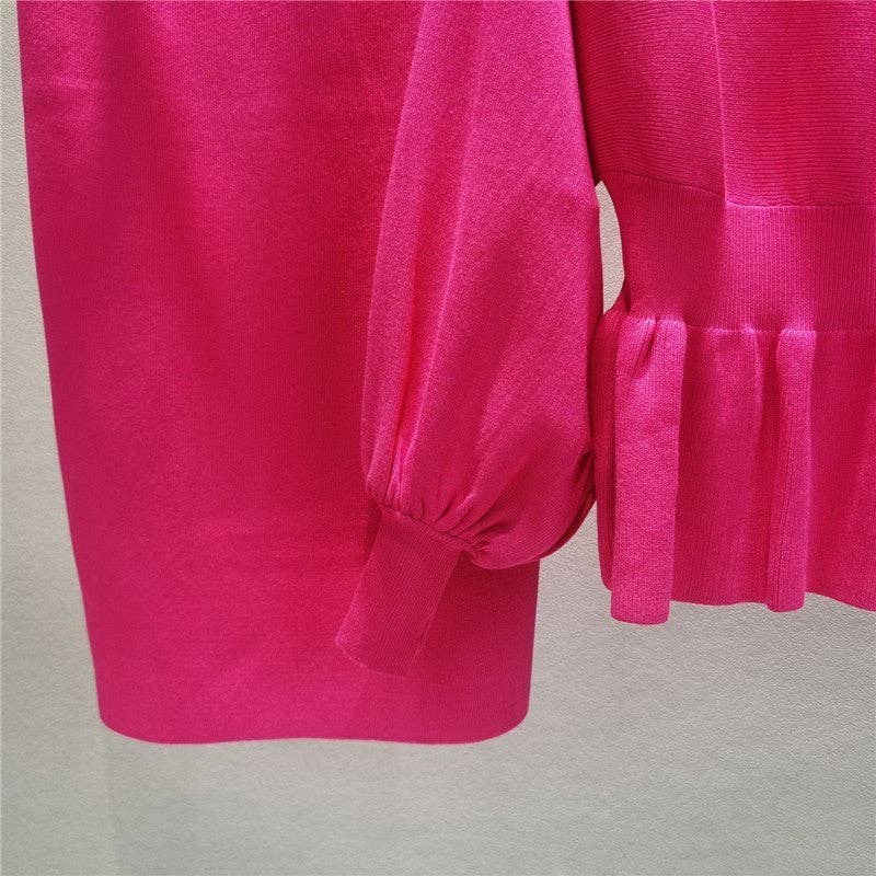 UZ Wholesale Store - Wholesale Top & Skirt Set - Women's - Two-Piece Lantern Sleeve Sweater And Bodycon Skirt5