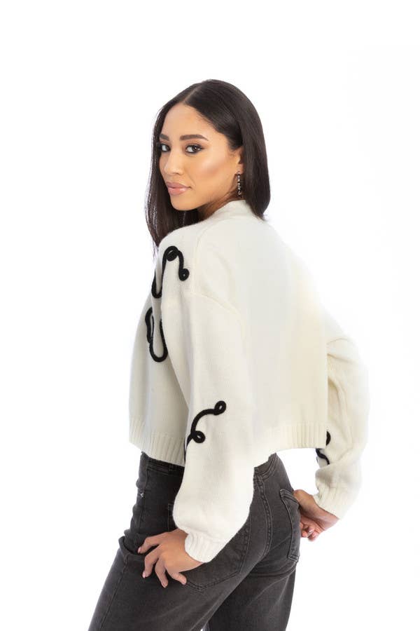 SAACHI – Engroshandel Cardigan - Dame – Beskåret Blomstret Squiggle Cardigan8