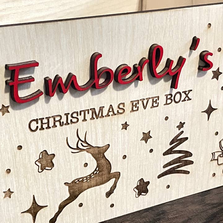 Deer Custom Designs - Vente Décoration de Noël - Boîte de réveillon de Noël en bois | Caisse de Noël pour enfant2