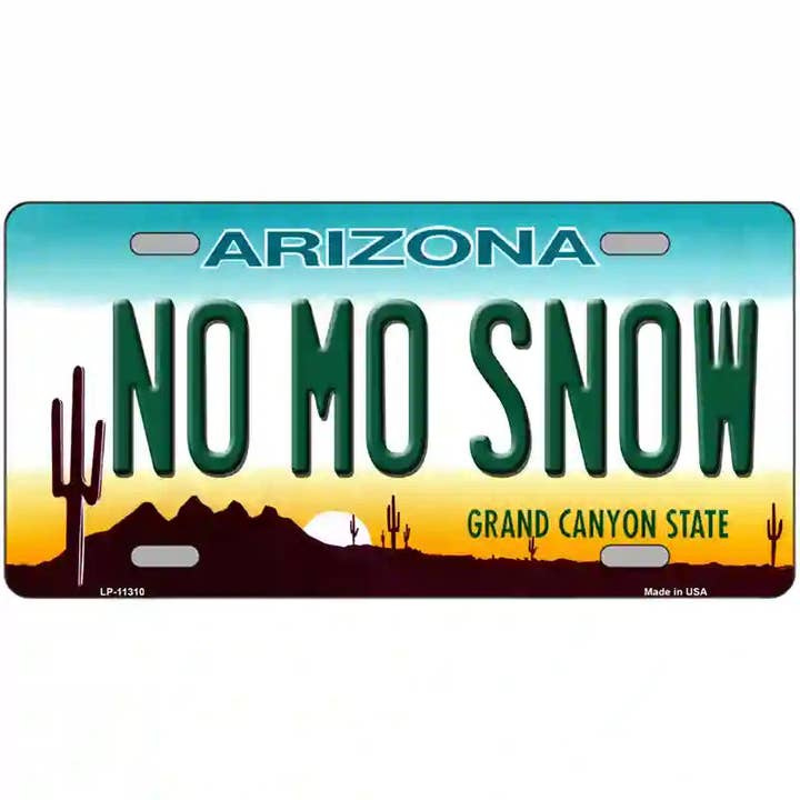 No Mo Snow Novelty License Plate for wholesale by Smart Blonde