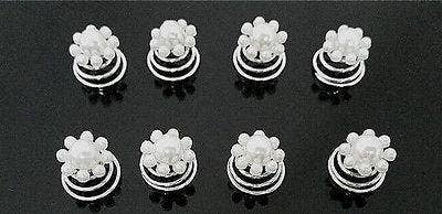 Parcelona – Engroshandel Hårnål – Møns bryllup brude hvid imiteret perle blomst hår spiral Twist Spin hårnåle2