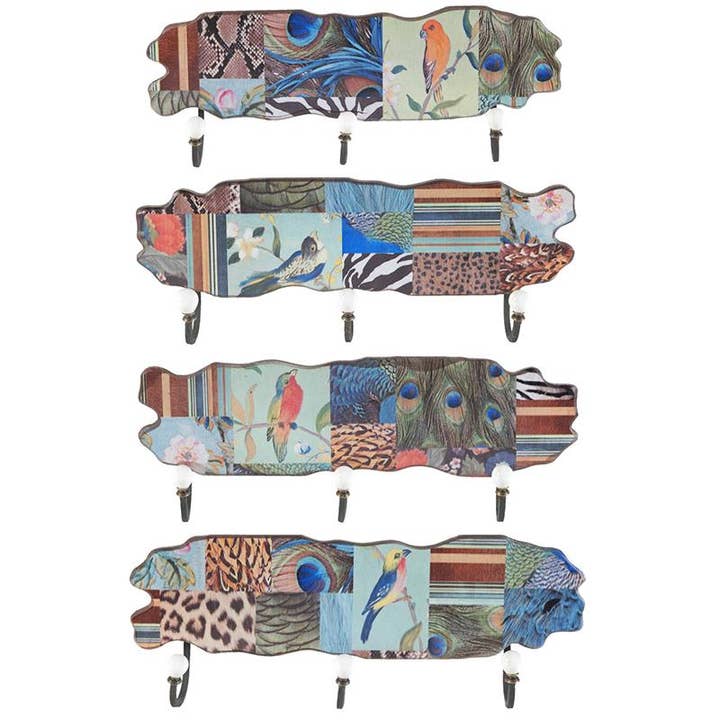 Decoración de pared S/4 17,5x4x6,5" con ganchos - Multicolor para venta al por mayor de A&B Home Group Inc.