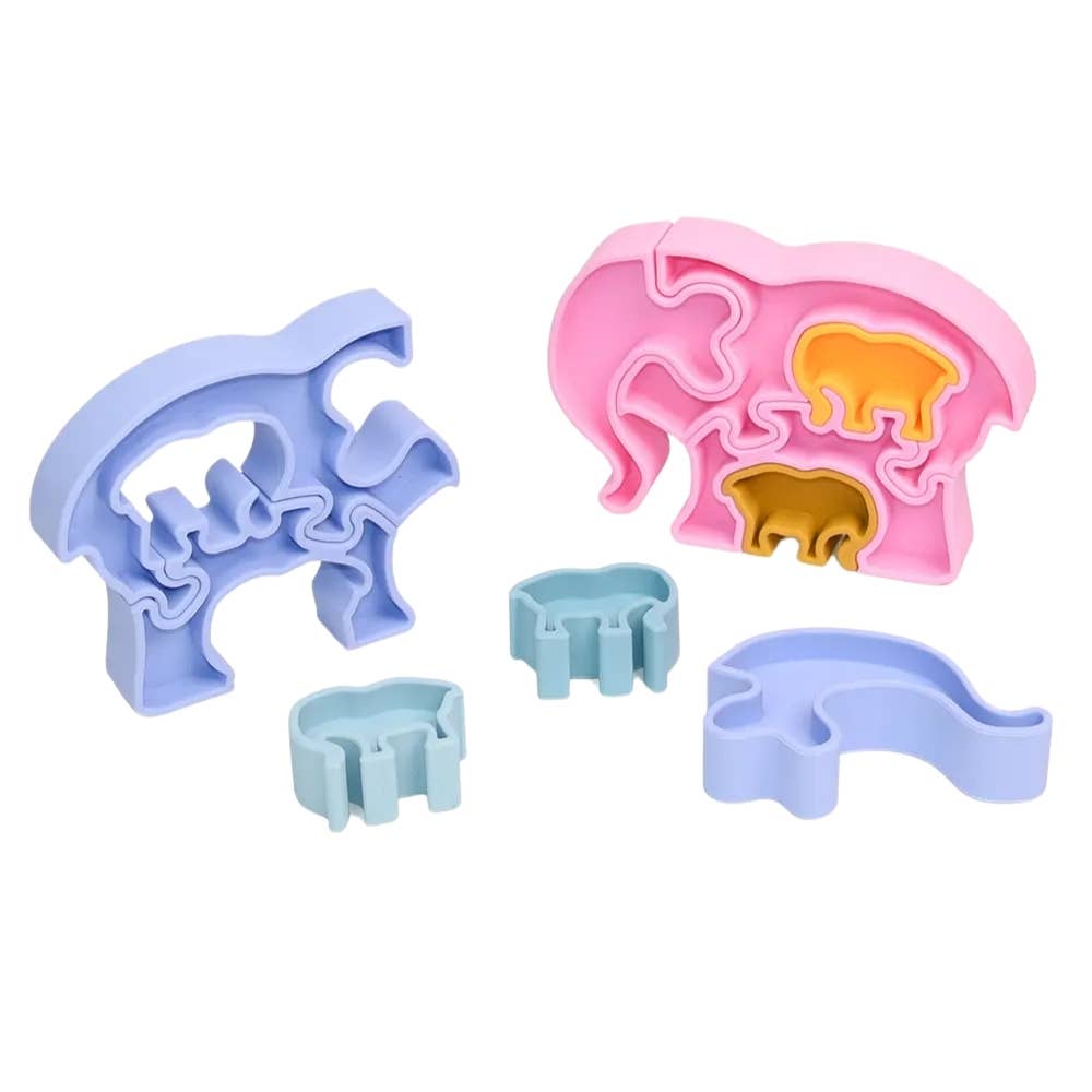 PETIKIDS – Engroshandel Puslespil - Børn – Montessori pædagogisk legetøj - 3D puslespil: Morelefant med hendes små2