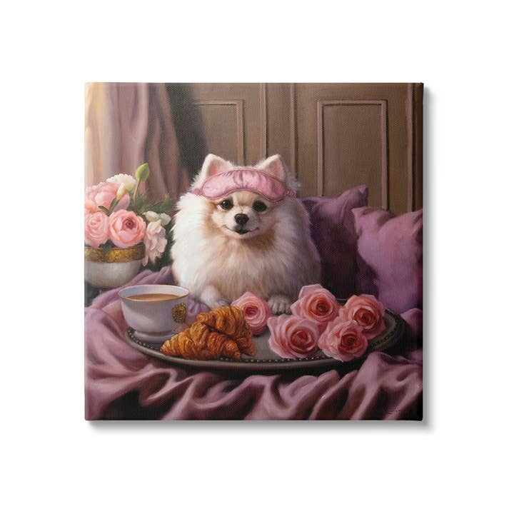 Schilderij Ontbijt op bed met hond voor wholesale door Stupell Industries