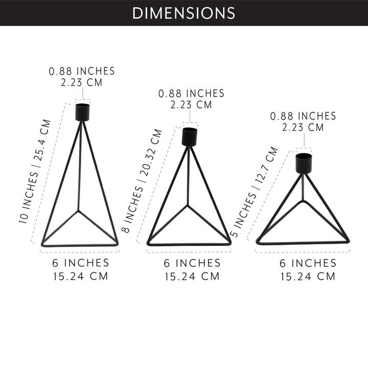 Kurated Korner - Wholesale Candle Holder - AuldHome Design Black Geometric Candlestick Holders, 3pc Set