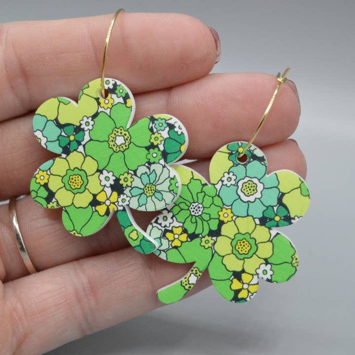 St. Patrick’s Day Earrings, Shamrocks, Acrylic Earrings for wholesale by The Adorned Fox