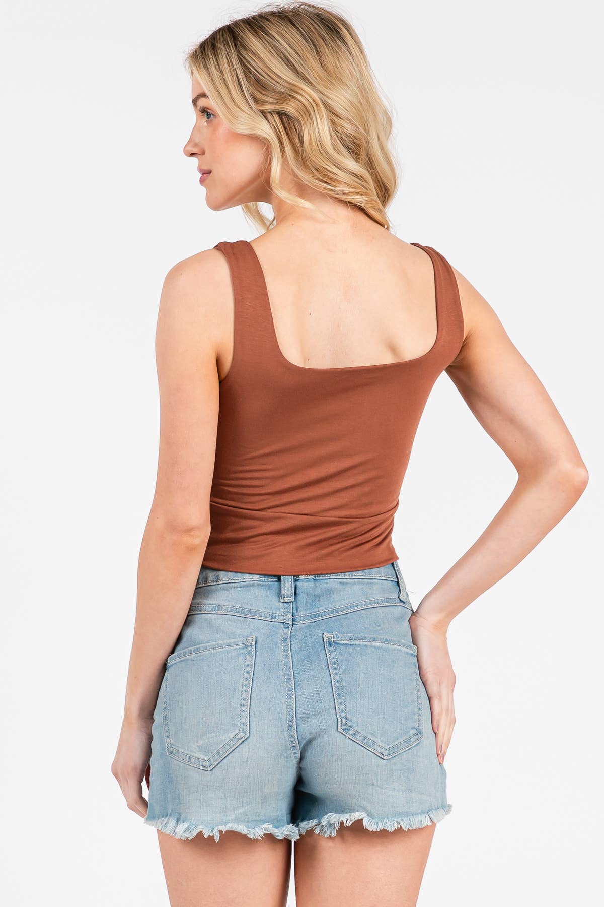 Final Touch - Wholesale Knit Top - Women's - Square Neck Fitted Crop Top - T1685963