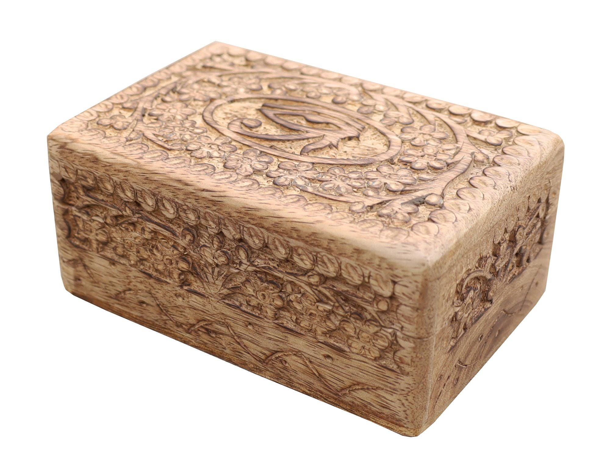 Lungta Imports - Wholesale Jewelry Box/Organizer - Egyptian Eye of Horus Hand Carved Jewelry Trinket Keepsake W9