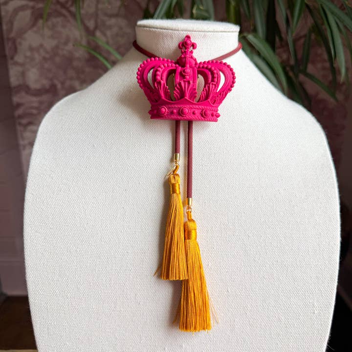 Crown Bolo Raspberry Pink with Maroon & Golden Yellow for wholesale by Rahya Jewelry Design