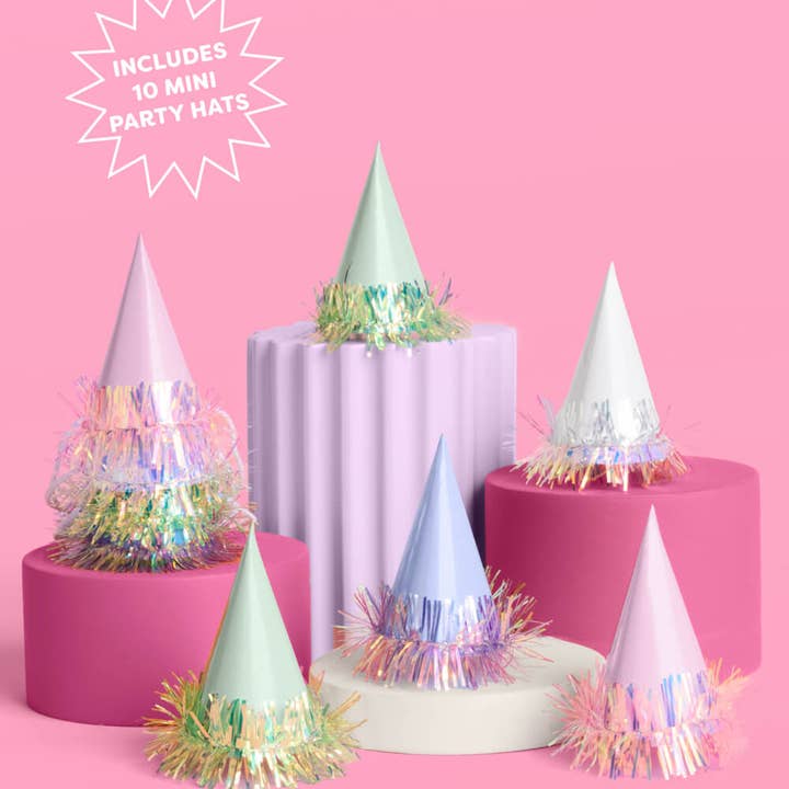 xo, Fetti - Wholesale Party Hat/Crown - Mini Party Hats - 10 mini hats, Birthday Pastel