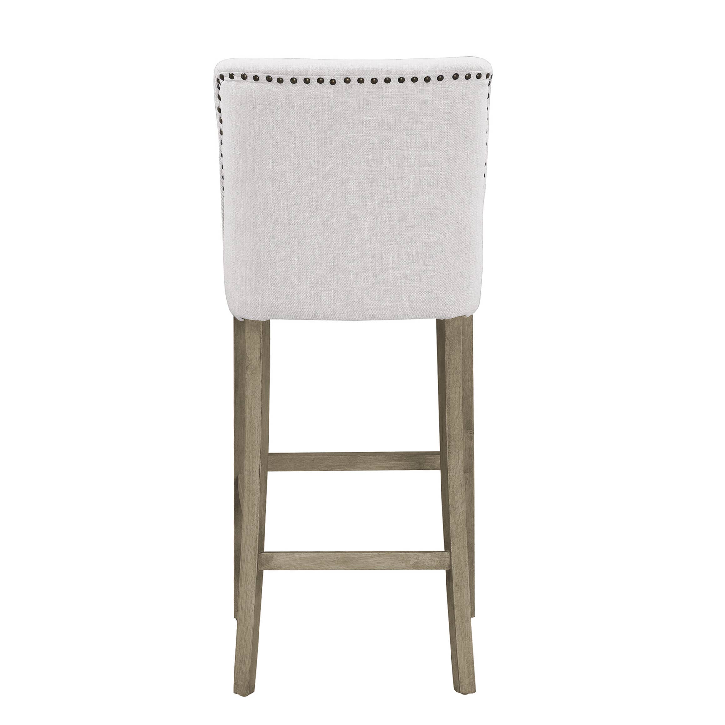 Glamour Home - Wholesale Stool - Aleco Beige Fabric Bar Stool Set with Nail Head Accents5