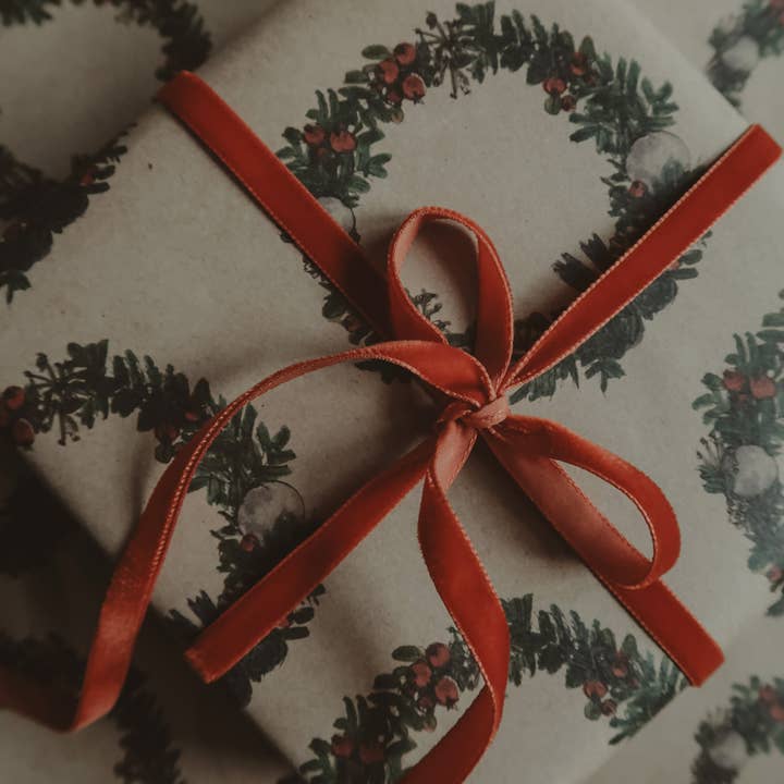 MyDesignPictures - Wholesale Flat Wrap - Christmas Wreath Kraft Wrapping Paper