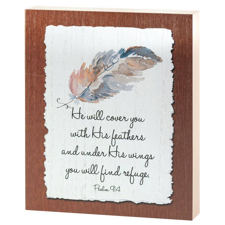 Dicksons - Wholesale Plaque - Wood Plaque He Will Cover You Psalm 91:4