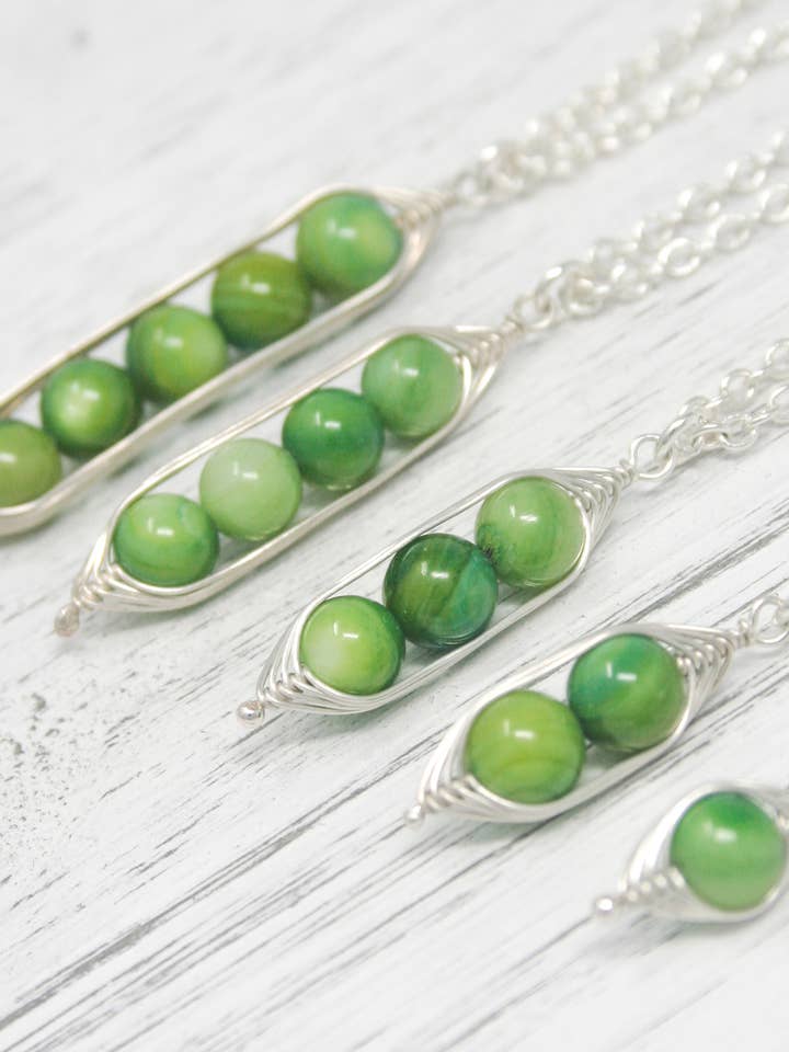 Pea pod necklace, Green, boutique jewelry for women for wholesale by Rising Jewelry