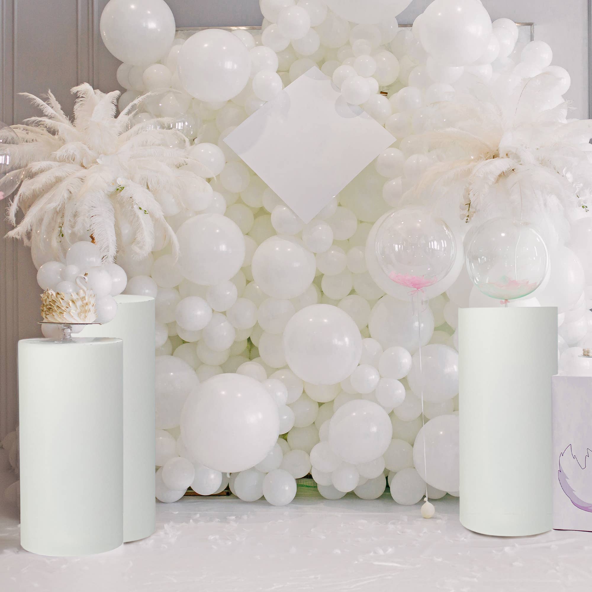 Metal Cylinder Pedestals Display 3pc/set - Matte White for wholesale on Faire4