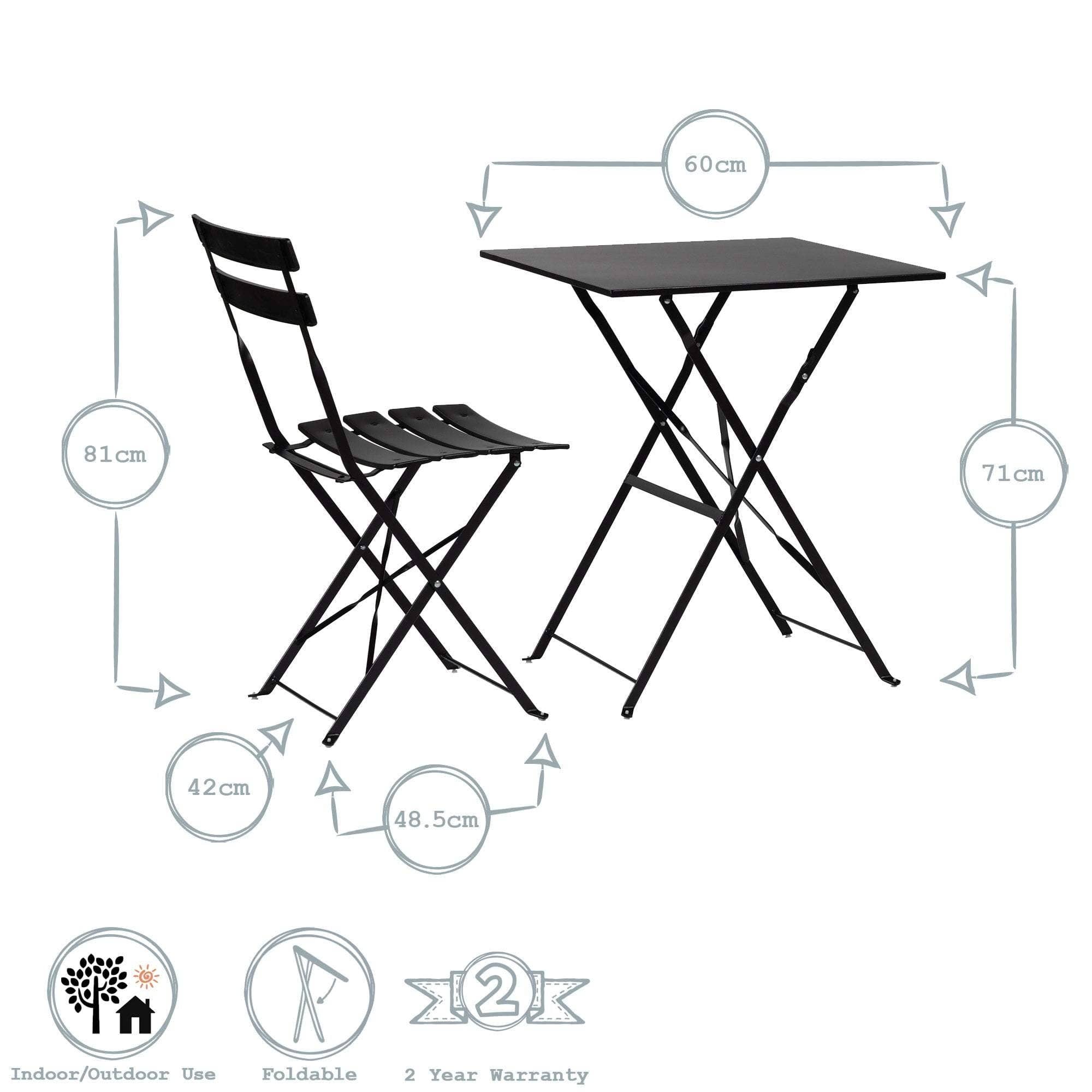 Rinkit Ltd – wholesale Patio set – Harbour Housewares 3 Piece Sussex Bistro Set - Square - White4