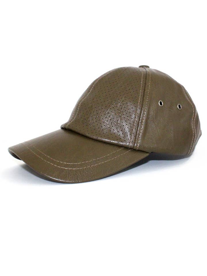 Berretto da baseball in pelle - Verde militare per la vendita all'ingrosso da parte di Knotty Accessories