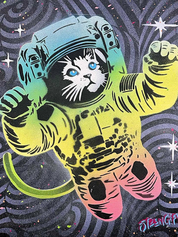 Decoración del hogar, arte de pared, regalos para ella - Impresiones de arte "Galacticat" para venta al por mayor de Art For Dudes