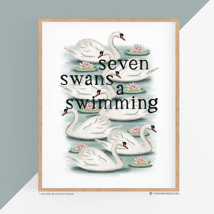 12 giorni di Natale - Seven Swans A Swimming per la vendita all'ingrosso da parte di Fox Burrow Designs