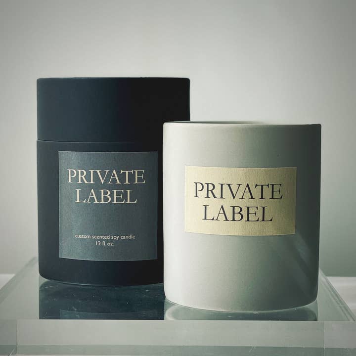 Atelier 880 - Wholesale Jar/Filled Candle - Private Label Concrete Grey Ceramic Candles Gift Box 12 oz
