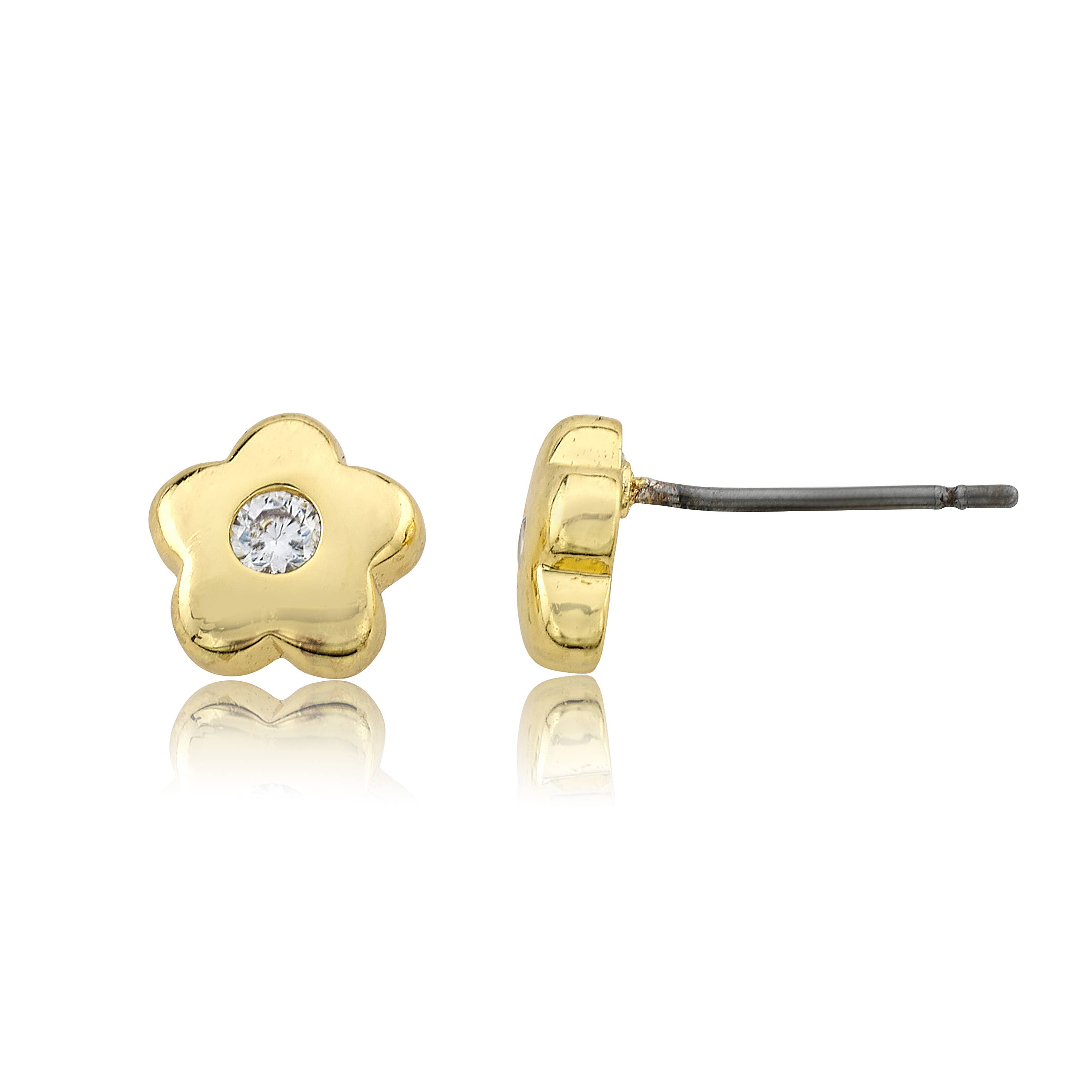 Little Miss Twin Stars - Wholesale Stud/Post Earrings - LMTS 14K Gold Plated Flower Small Stud Earring1