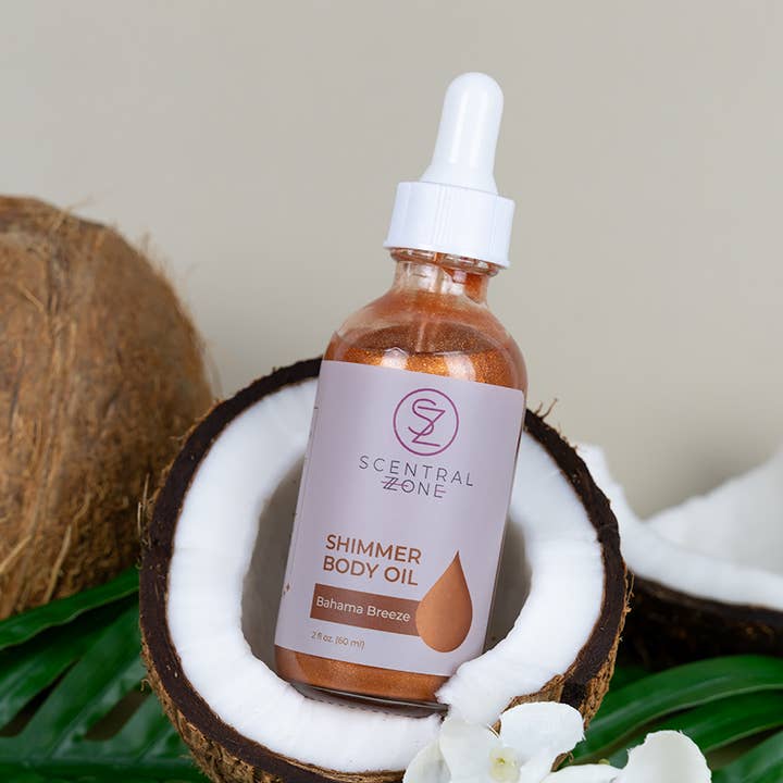 Shimmer Body Oil - Bahama Breeze in Bronze for wholesale by Scentral Zone Clean Beauty