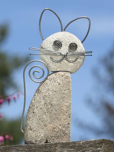 Whiskered River Stone Cat for wholesale by Ancient Graffiti