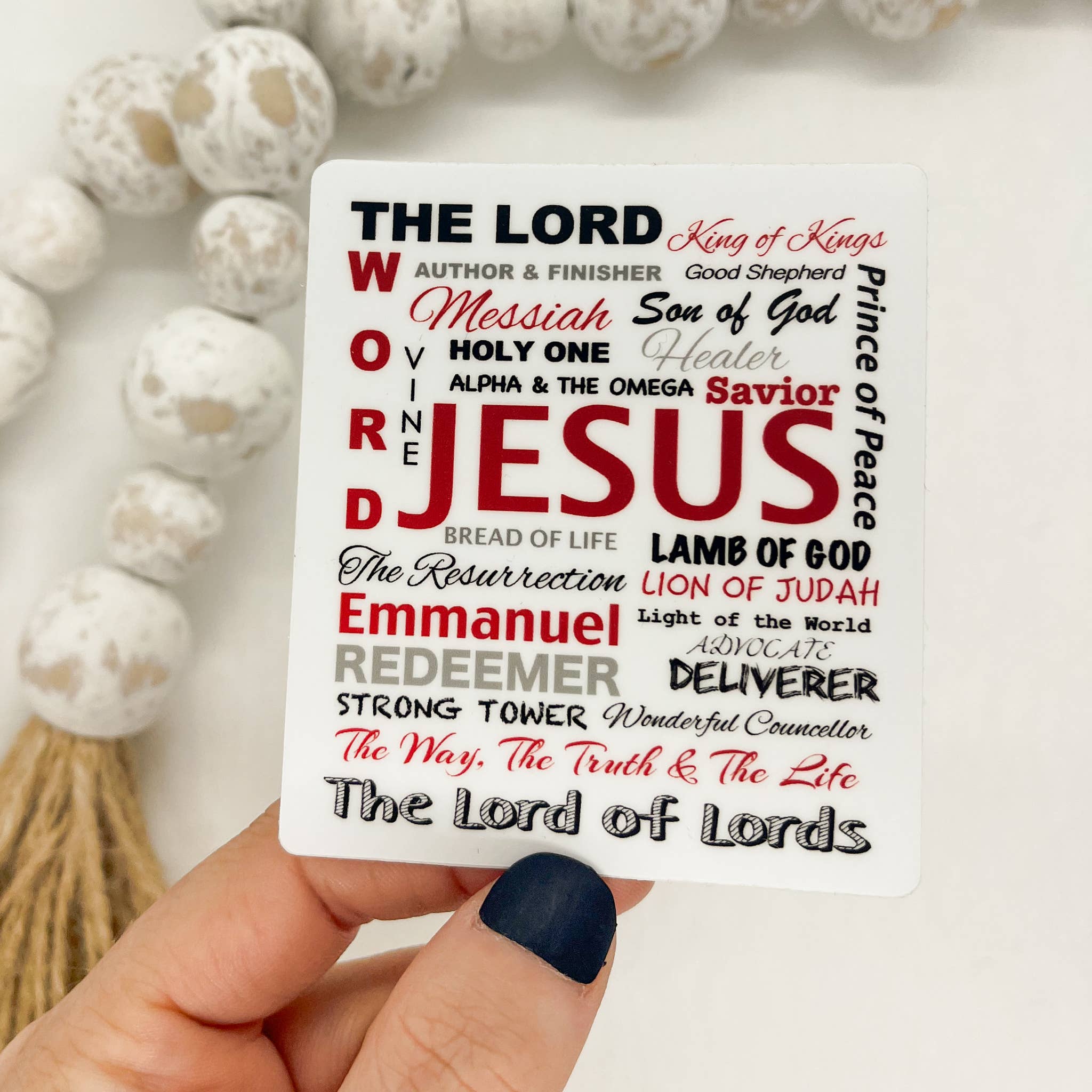 Savannah and James Co – Engroshandel Klistermærke – Herren, Kongen af konger, Hvid vinyl, Klistermærke, 3x3 i1