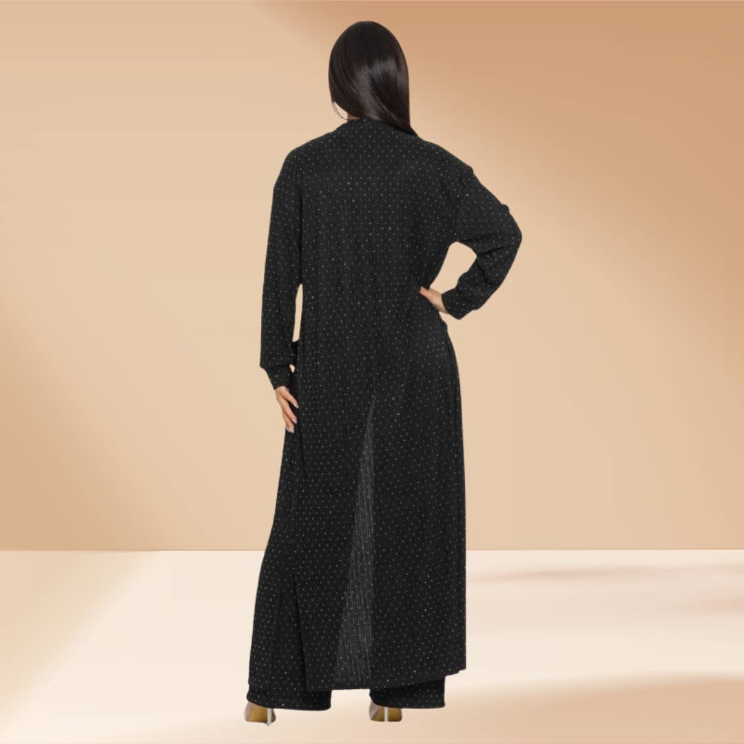 Celystrends - Vente Ensemble haut et pantalon (PAS d'intérieur) - Femme - Ensemble de 3 pièces avec pierres partout : pantalon et cardigan18