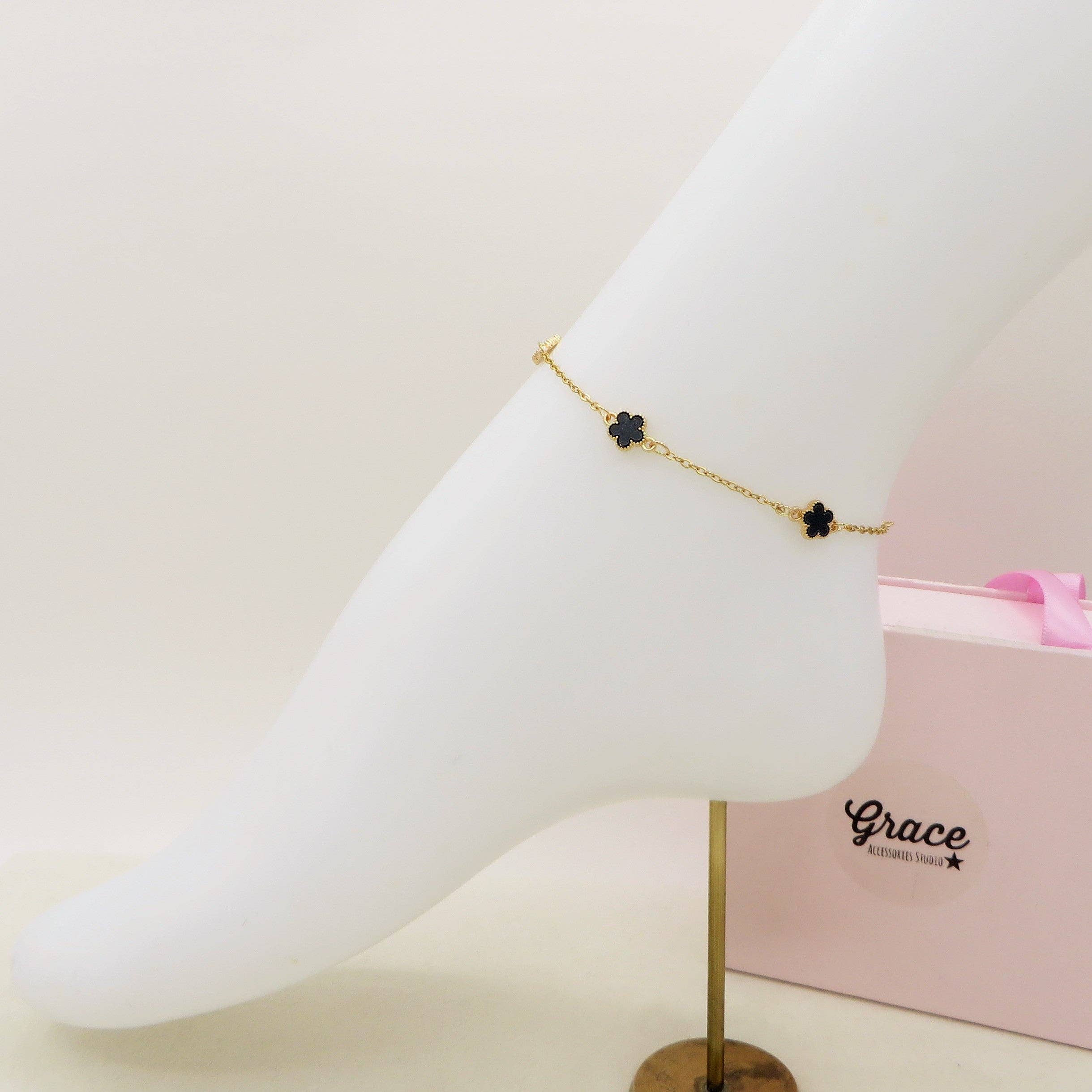 Daemon srls – Engroshandel Ankelkæde – LILY ankelkæde i rustfrit stål med perlemorsblomster8