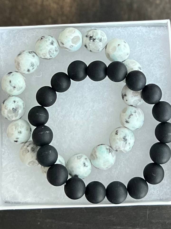 Mat sort & mat himmel bjerg blå jaspis sæt for engroshandel hos Liza June