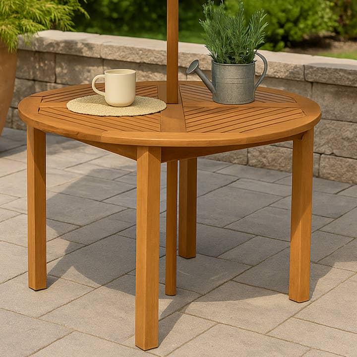 Sunnydaze Decor - Vente Table de terrasse - Table à manger ronde de patio en bois Meranti de 42,75 po