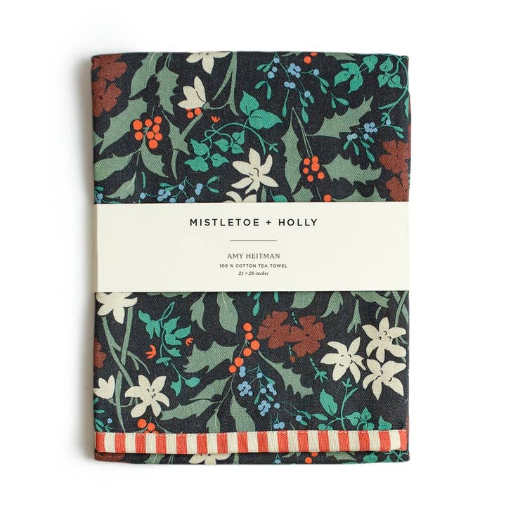 Mistletoe and Holly Towel for wholesale by Amy Heitman