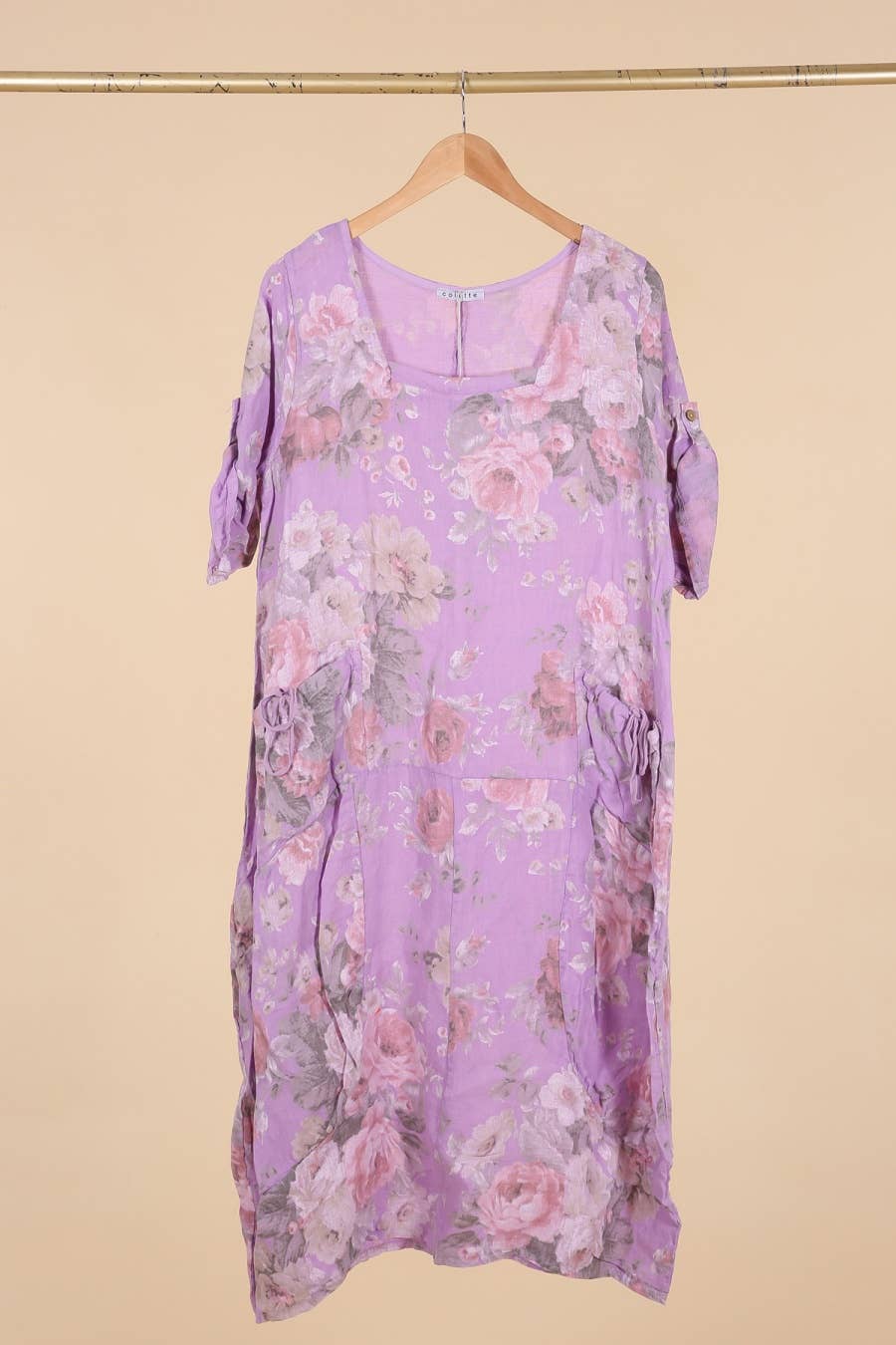 la maison des fibres naturelles – Großhandel Kleid – Damen – Leinenkleid mit floralem Muster, 100 % Leinen, Modell 6796739